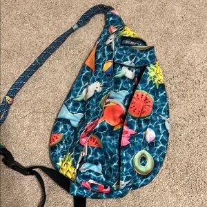 Kavu Blue Sling Bag with Fun Print